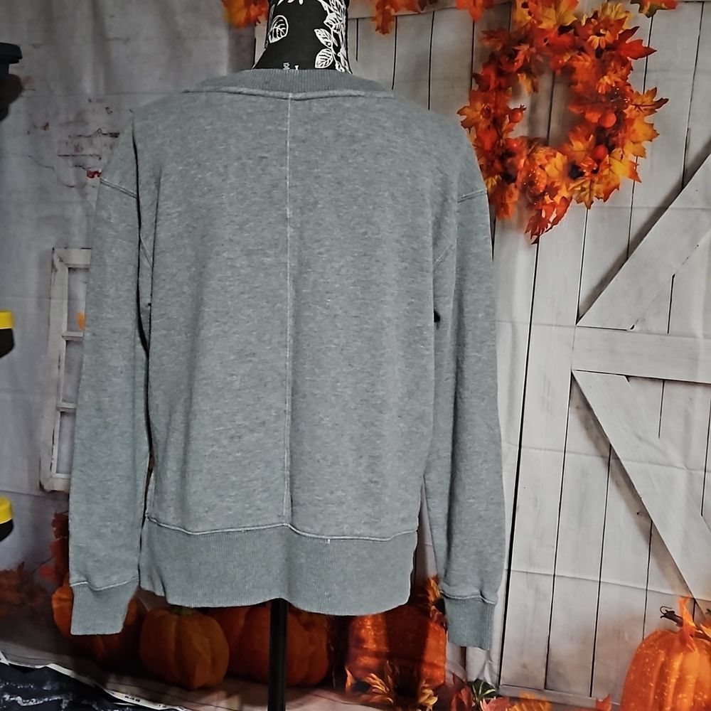 Kirkland Signature Gray Long Sleeve Sweatshirt with Stitched Cat. Size Medium - Picture 3 of 8